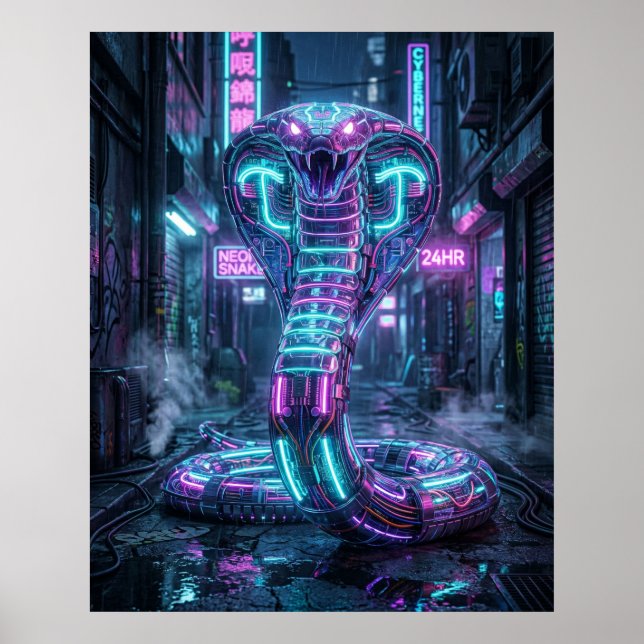 Póster Callejón Cibernético Cobra de Neón (Frente)