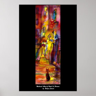 Póster Callejón medieval por la noche en Florencia