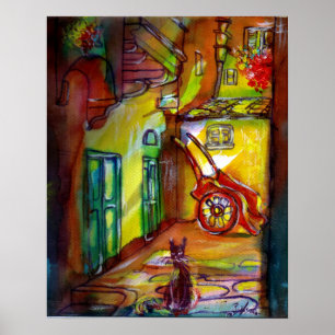 Póster Callejón medieval por la noche en Florencia