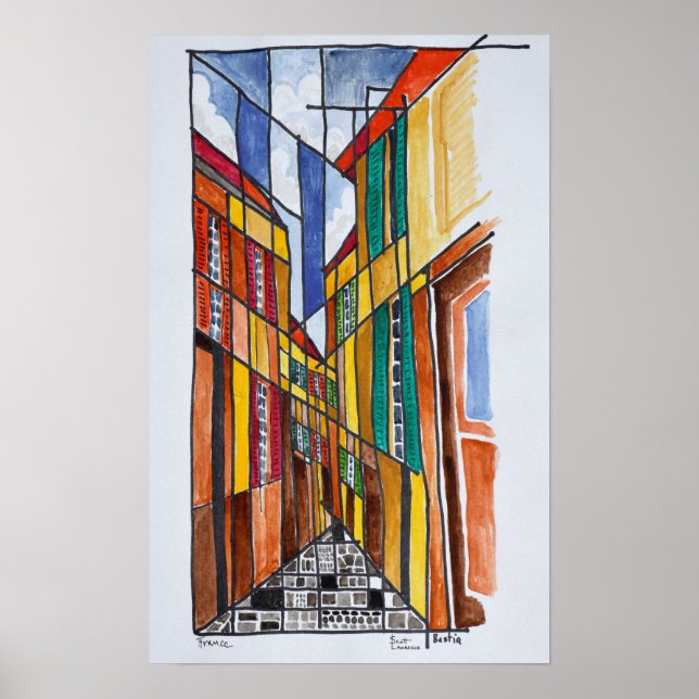 Póster Calles de Bastia | Córcega, Francia (Frente)
