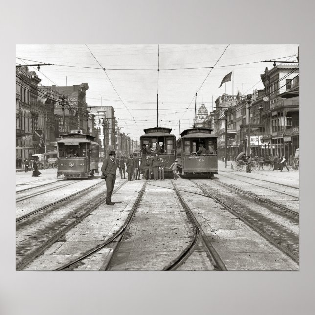 Póster Calles de Nueva Orleans, 1907. Foto de cosecha de  (Frente)