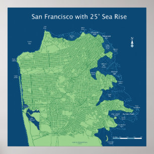 Póster Calles de San Francisco con elevación del nivel de