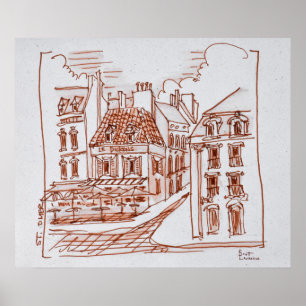 Póster Calles estrechas de Saint-Omer, Francia