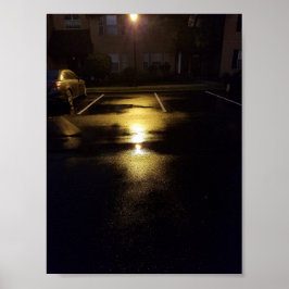 Póster Calles húmedas y luces de calle