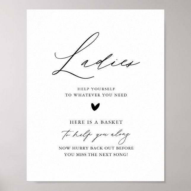Póster Calligrafía Damas Boda Rótulo de cesta de baño (Frente)