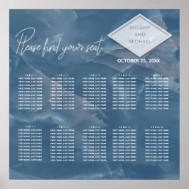 Póster Calligrafía geométrica de mármol azul marino román