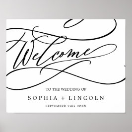 Póster Calligrafía romántica | Boda de bienvenida floreci
