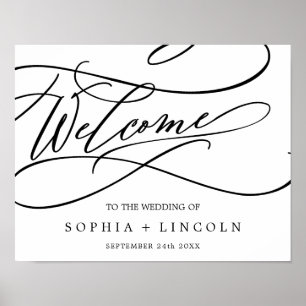 Póster Calligrafía romántica   Boda de bienvenida floreci