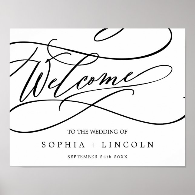 Póster Calligrafía romántica | Boda de bienvenida floreci (Frente)