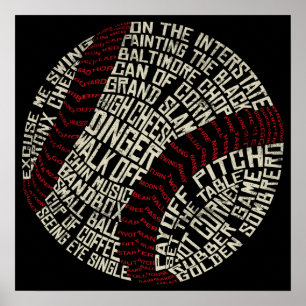 Póster Calligrama de jerga de béisbol