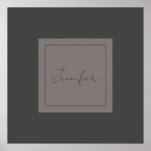 Póster Calligraphy Elegant Plain Simple Name Grey