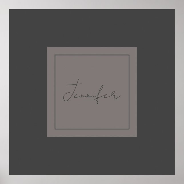 Póster Calligraphy Elegant Plain Simple Name Grey (Frente)