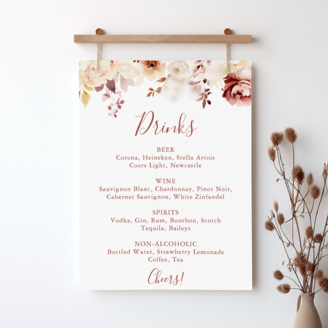 Póster Calligraphy Graceful Floral Boda Bebidas Menú (Subido por el creador)