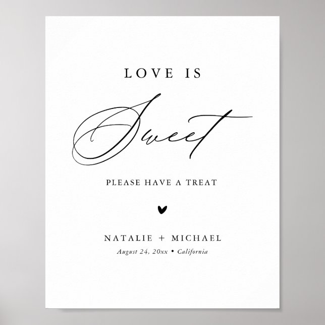 Póster Calligraphy Love Is Sweet Dessert Table Bar Rótulo (Frente)