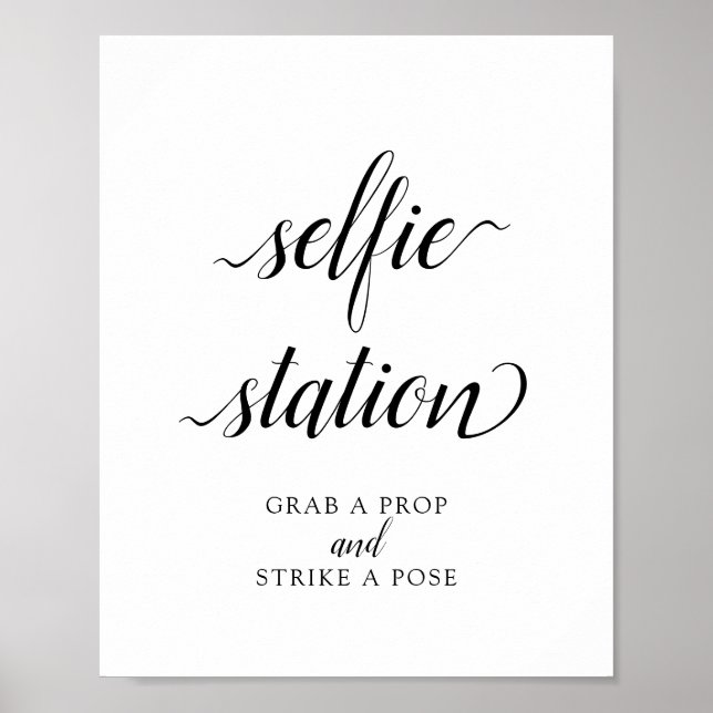 Póster Calligraphy Wedding "Selfie Station" Sign (Frente)