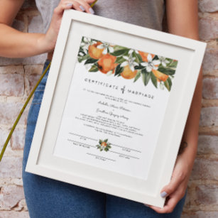Póster Calliope - Certificado de Matrimonio Naranja Bloss