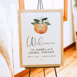 Póster CALLIOPE Citrus Naranja Clementine Bridal Shower<br><div class="desc">Este cartel de bienvenida a la ducha de novia incluye un naranja de mandarina clementina de color agua con flores blancas de color agua tierno y un divertido tipo de letra de guión. Este cartel de bienvenida es perfecto para su ducha de matrimonio con tema de cítricos o brunch nupcial...</div>