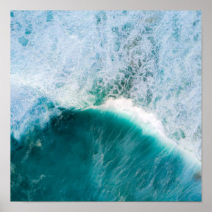 Póster Calm Blue Waves Ocean Photography Poster