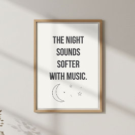 Póster Calm Music Quote Wall Art. Bedroom Night Decor