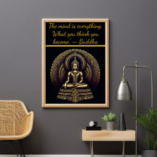 Póster Calma de oro Buda en meditación