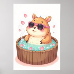 Póster Calma en la Bañera de Capybara Sticker Vibraciones