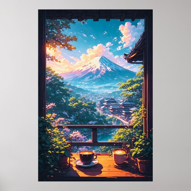 Póster Calma matutina sobre Fuji (Frente)