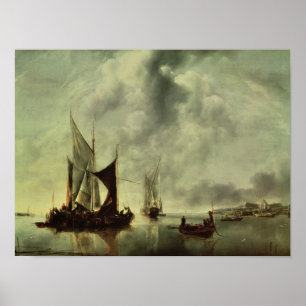 Póster Calma o, barcos cerca de la costa, después de 1651