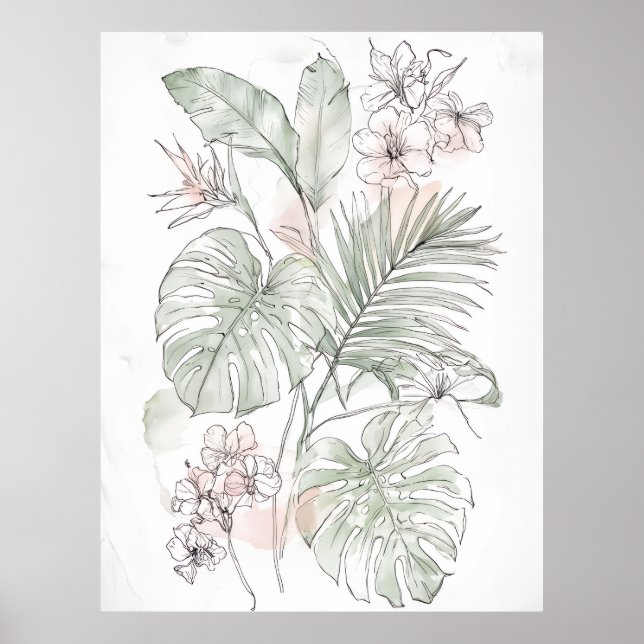 Póster Calming Floral & Leaf Wall Art – Gift for New Home (Frente)