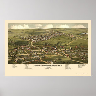 Póster Calumet and Red Jacket, MI Panoramic Map - 1881