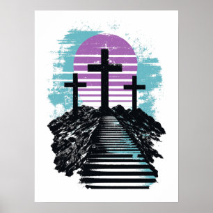 Póster Calvario Gólgota está terminado Cristiano moderno