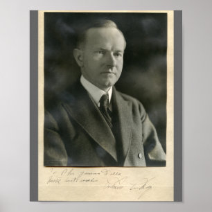 Póster Calvin Coolidge 8x10 firmado