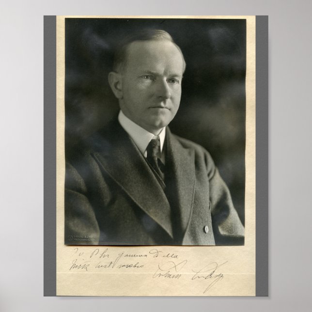 Póster Calvin Coolidge 8x10 firmado (Frente)