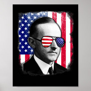 Póster Calvin Coolidge bandera de EE. UU. 4 de julio 