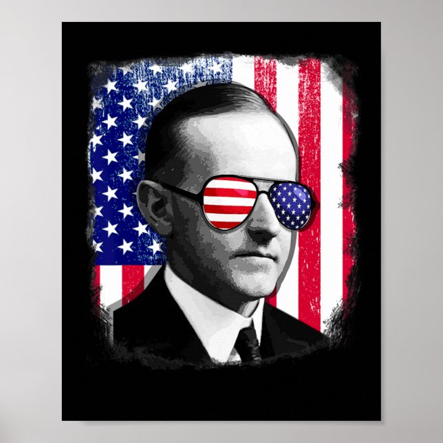 Póster Calvin Coolidge bandera de EE. UU. 4 de julio  (Frente)