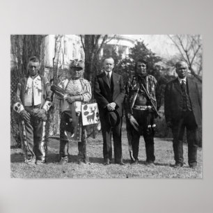 Póster Calvin Coolidge con la fotografía de los indios de