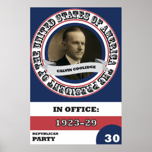 Póster Calvin Coolidge Historia Presidencial Retro