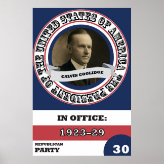 Póster Calvin Coolidge Historia Presidencial Retro