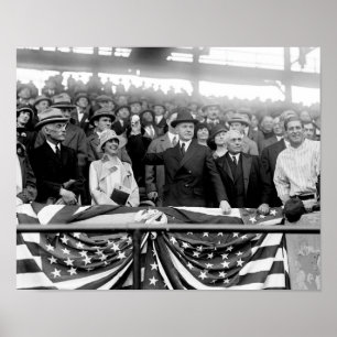 Póster Calvin Coolidge Tigeando El Primer Pitch