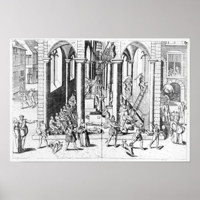 Póster Calvinistas destruyendo estatuas (Frente)