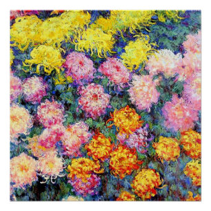 Póster Cama de crisantemos por Monet