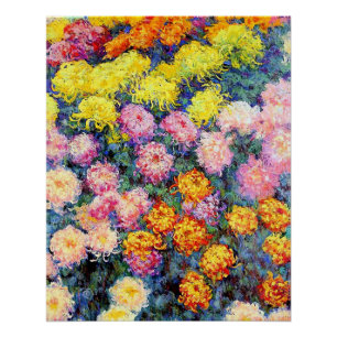 Póster Cama de crisantemos por Monet