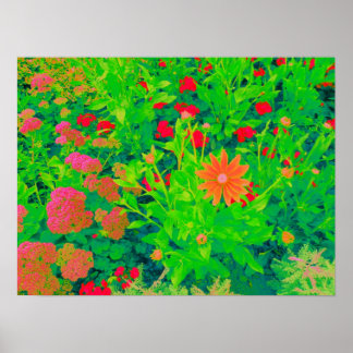 Póster Cama de flores psicodélica