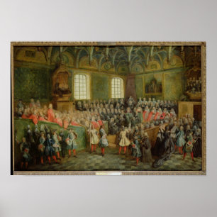 Póster Cama de la justicia sostenida en el parlamento