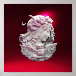 PÓSTER CAMAFEO ANTIGUO, DAMA DE LA LUNA DE LA NOCHE CON B