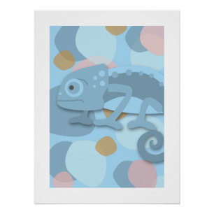 Póster Camaleón gris azulado