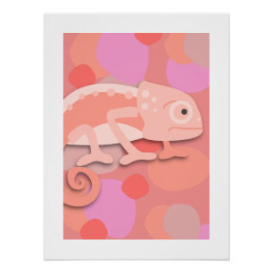 Póster Camaleón Rosa Pálido y Melocotón