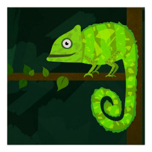 Póster Camaleón verde lindo
