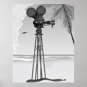 Póster Cámara de cine antigua de película vintage.