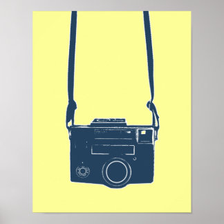 Póster Cámara de cine Blue Retro