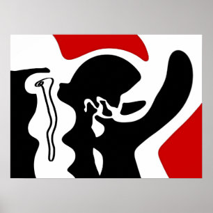 Póster Cámara de compensación: Resumen negro, blanco y ro